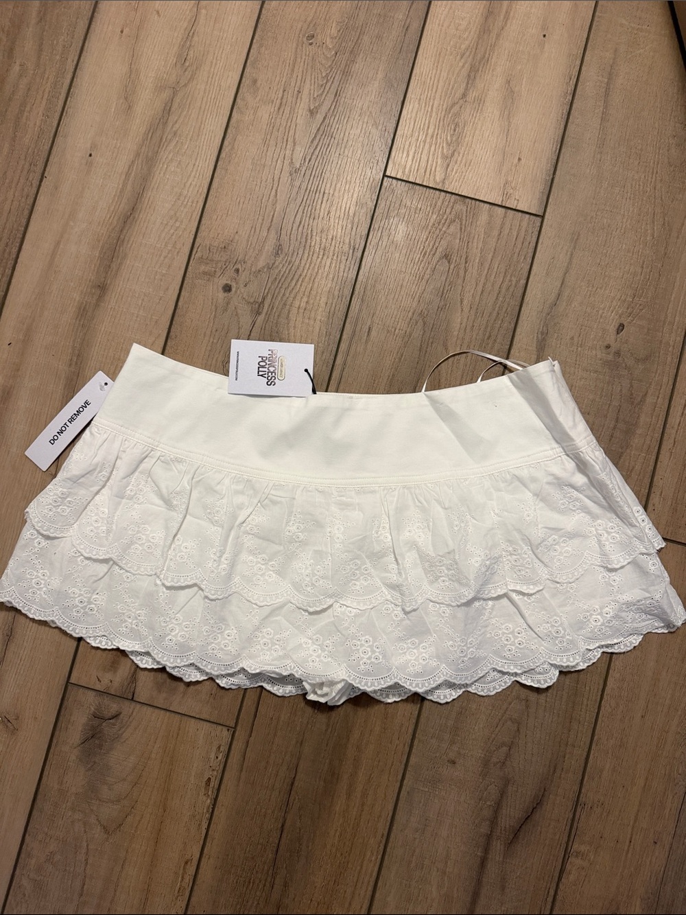 Princess Polly White Eyelet Ruffle Mini Skirt